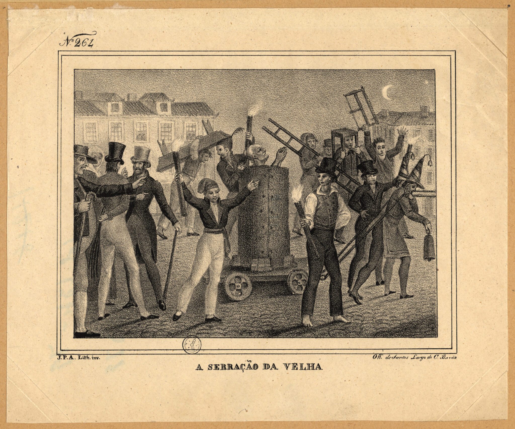 A serração da velha por Joaquim Pedro de Aragão (1802-1880), Serração da Belha, Serra-a-Belha, Serragem da Velha, Serrar a Velha, Serra-a-Velha, Serrada da Belha